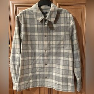 Express Men's Plaid Shirt Jacket in Gray and Cream/white- New With Tags